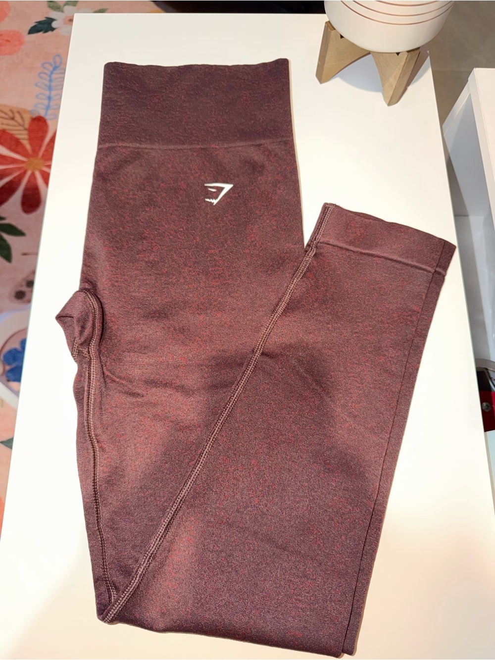 Gymshark Marled Burgundy High-Waist Workout Leggings
